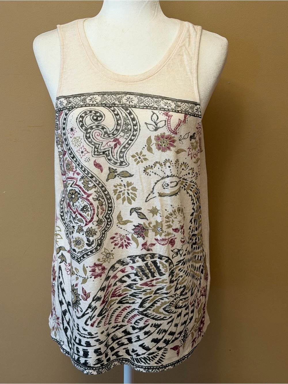 Lucky Brand Boho Peacock Paisley Mixed Print Tank Top